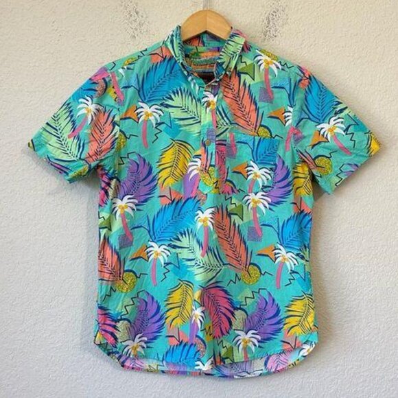 CHUBBIES Greetings From The Weekend Tropical Hawaiian Small Henley - Picture 1 of 9